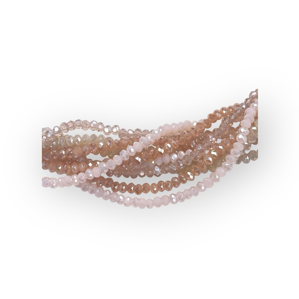 new Stella + Ruby ❃ Multi Strand Glass Bead Necklace ❃ Silver Cashmere Champagne - Picture 11 of 16